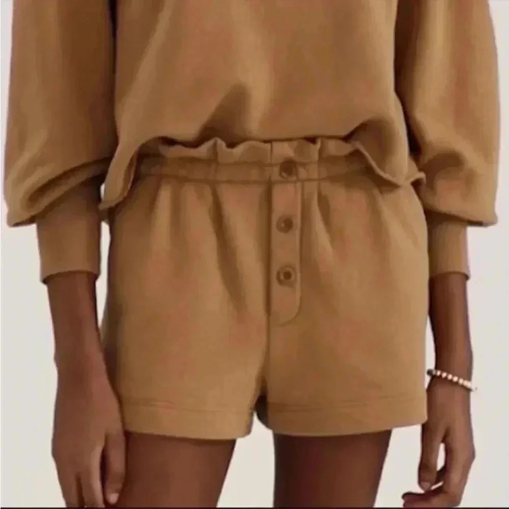 Something Navy hazel Paperbag sweatshorts- Camel